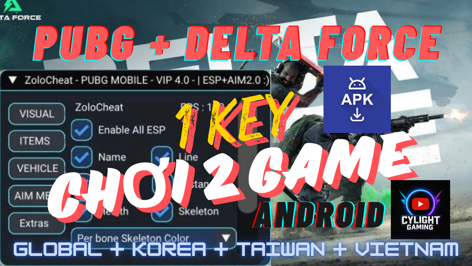 HACK PUBG ANDROID ZOLO CHEAT ALL SEVER - CHƠI ĐƯỢC CẢ GAME DELTA FORCE ( Loại Xịn )